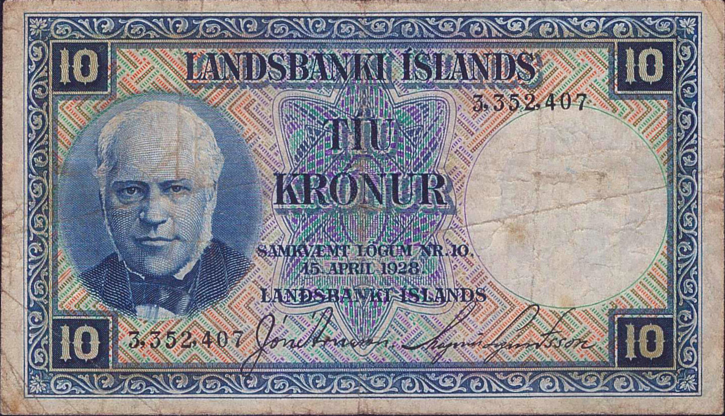 Iceland 10 1928 VF- P-28/a1